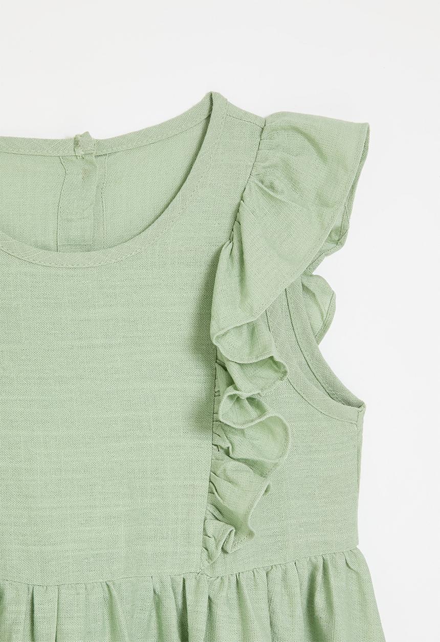 Pop Candy - Frilled sleeve dress - sage green