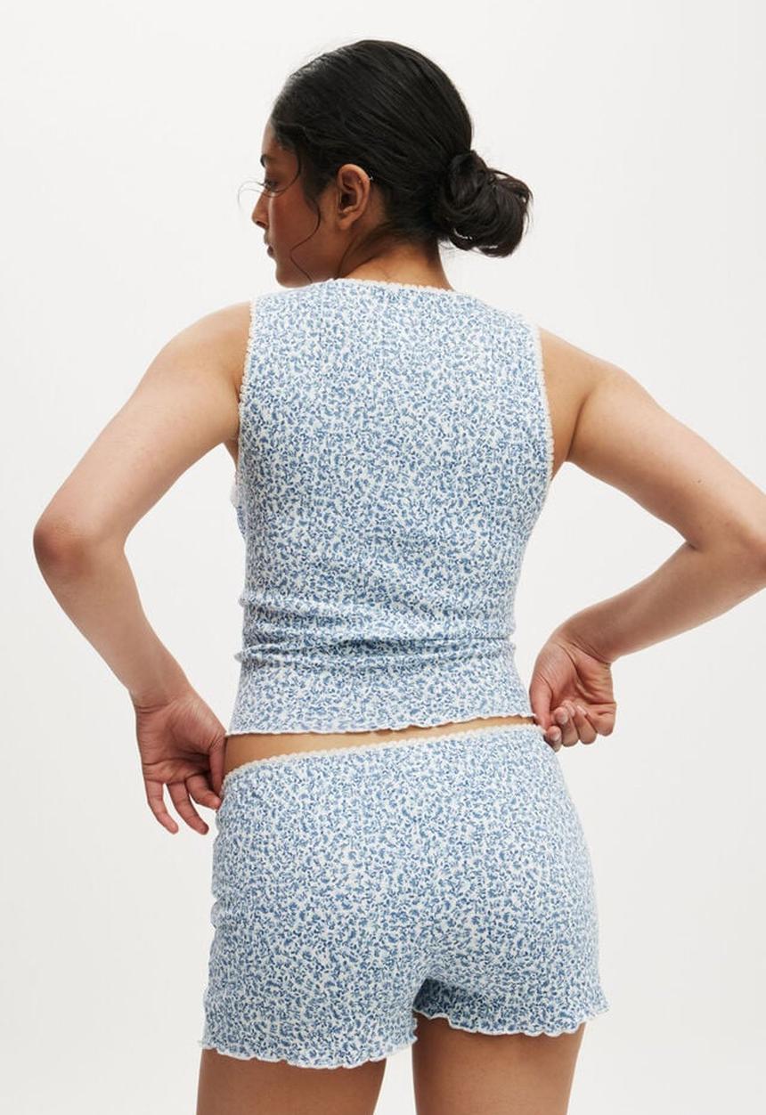 Cotton On - Waffle Pointelle Short - Damari disty blue 