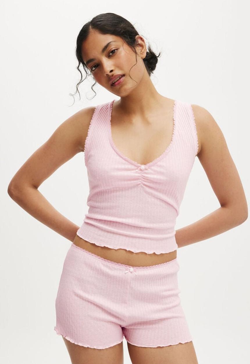 Cotton On - Waffle Pointelle Short - blushing bride 