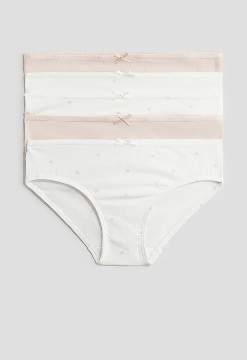 H&M - 5 pack cotton briefs - light pink hearts