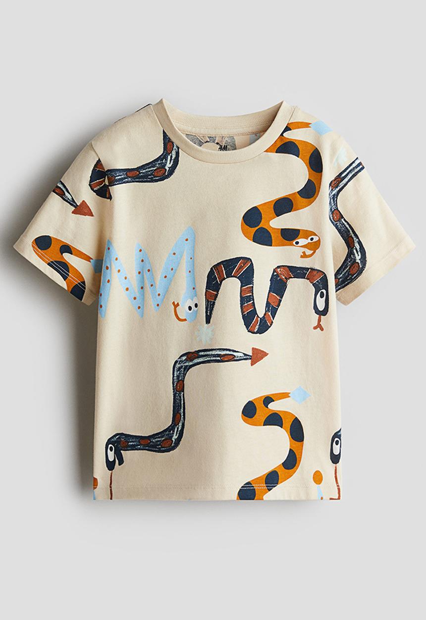 H&M - Printed t-shirt - beige snakes