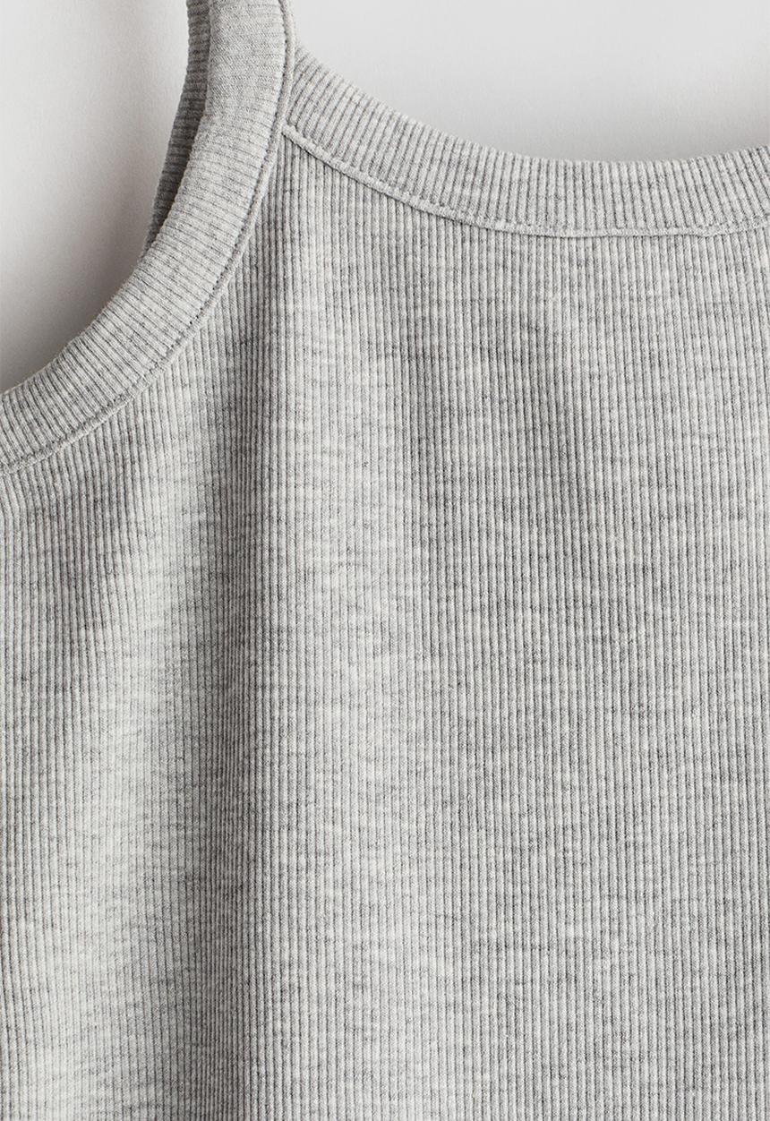 H&M - Ribbed strappy top - light grey marl