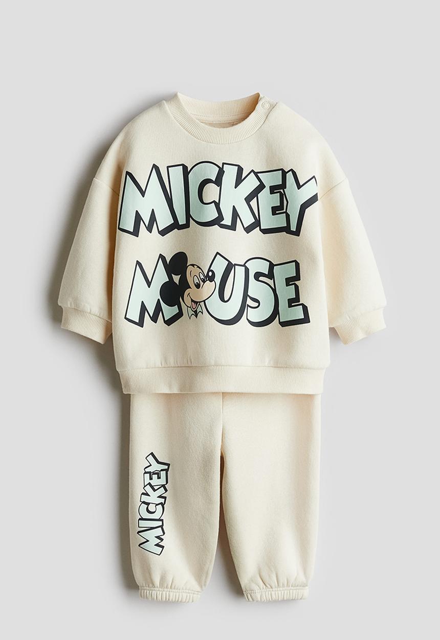 H&M - 2 piece sweatshirt set - light beige mickey mouse