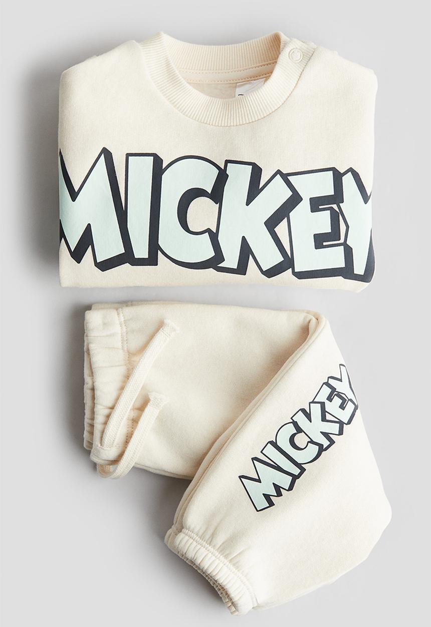 H&M - 2 piece sweatshirt set - light beige mickey mouse