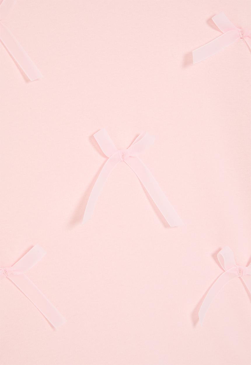 Pop Candy - Bow décor crew neck tee - pink