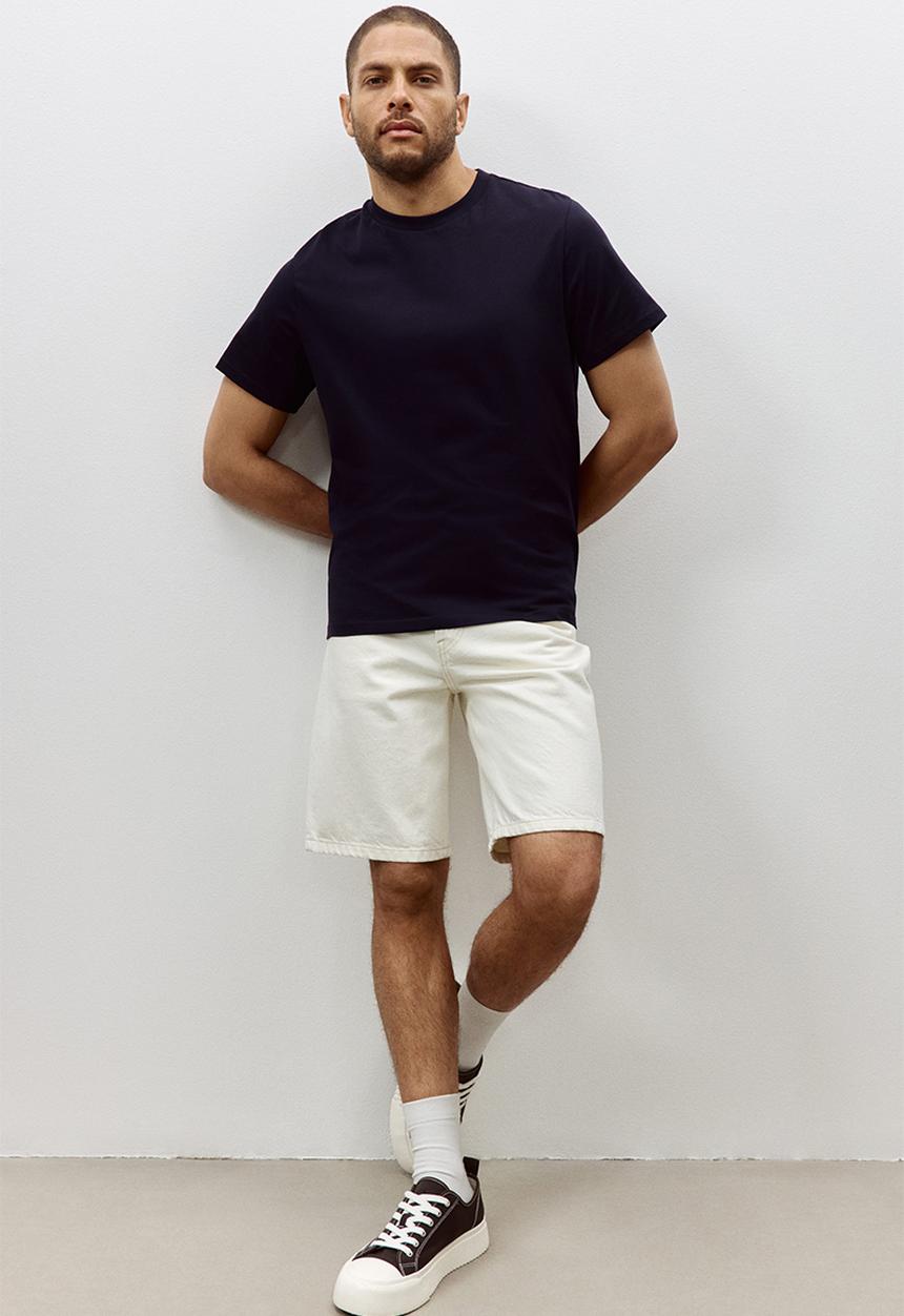 H&M - Regular fit round-neck t-shirt - navy blue 