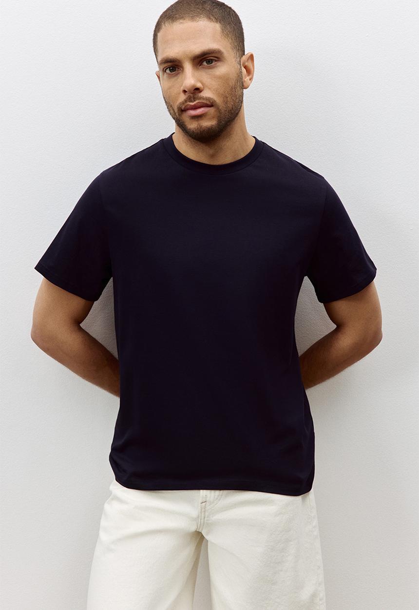H&M - Regular fit round-neck t-shirt - navy blue 