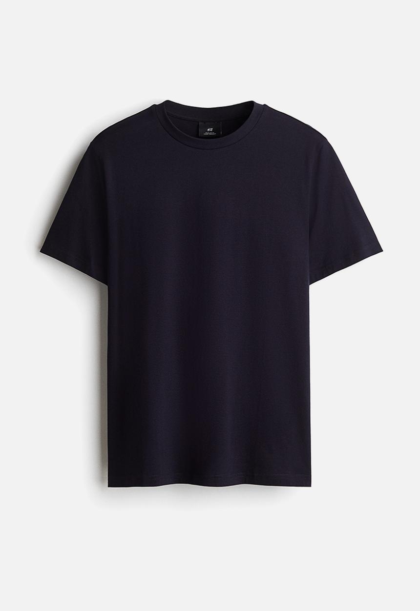 H&M - Regular fit round-neck t-shirt - navy blue 