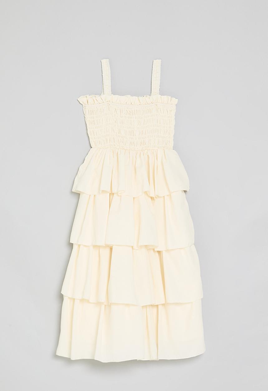 Pop Candy - Tiered dress with shirred bodice - light yellow