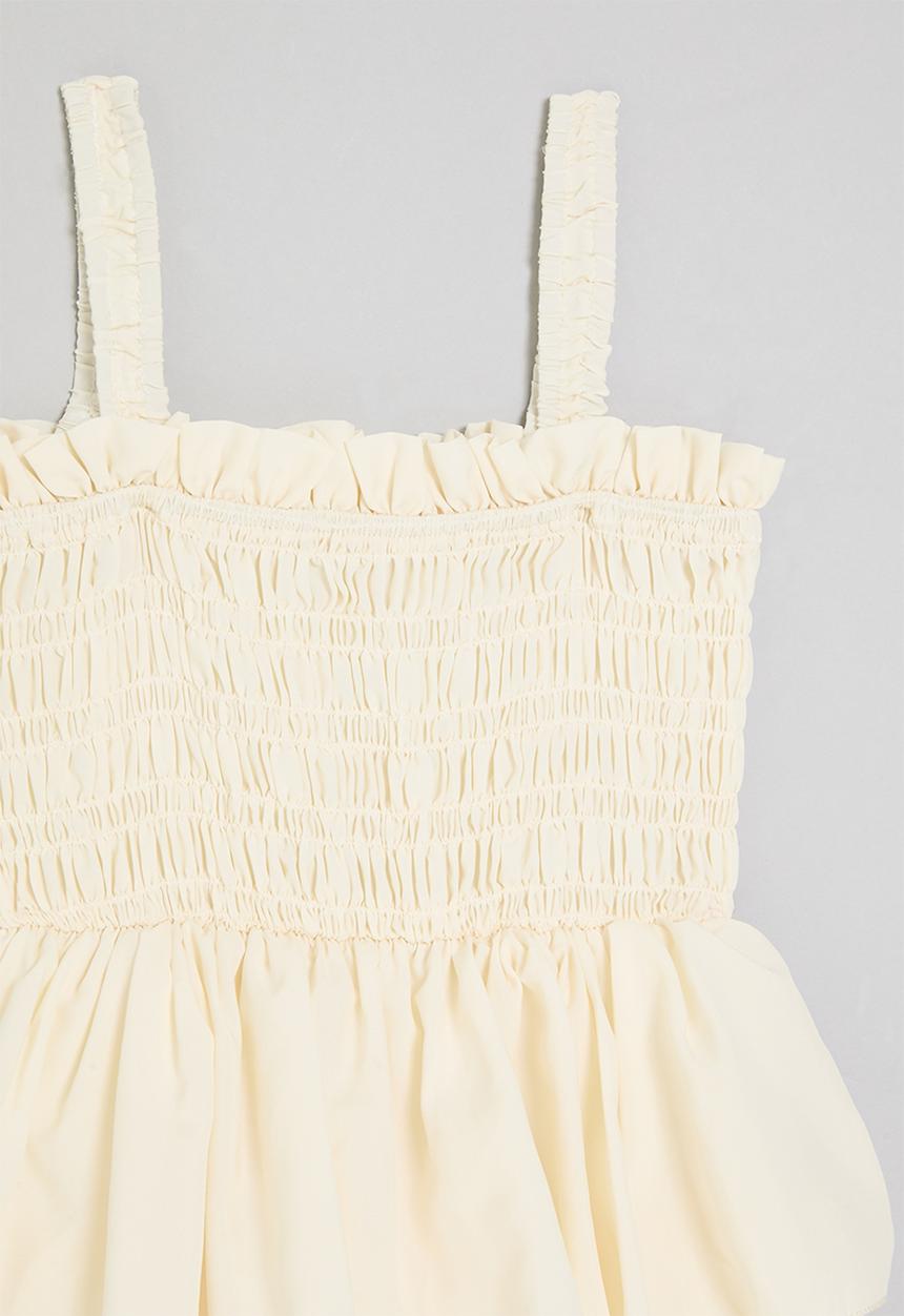Pop Candy - Tiered dress with shirred bodice - light yellow