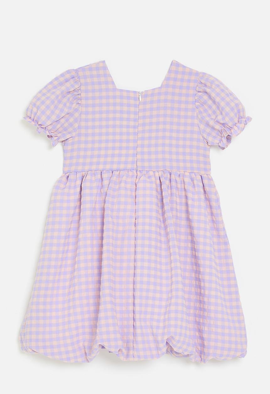 Pop Candy - Juliet sleeve bubble dress - purple gingham