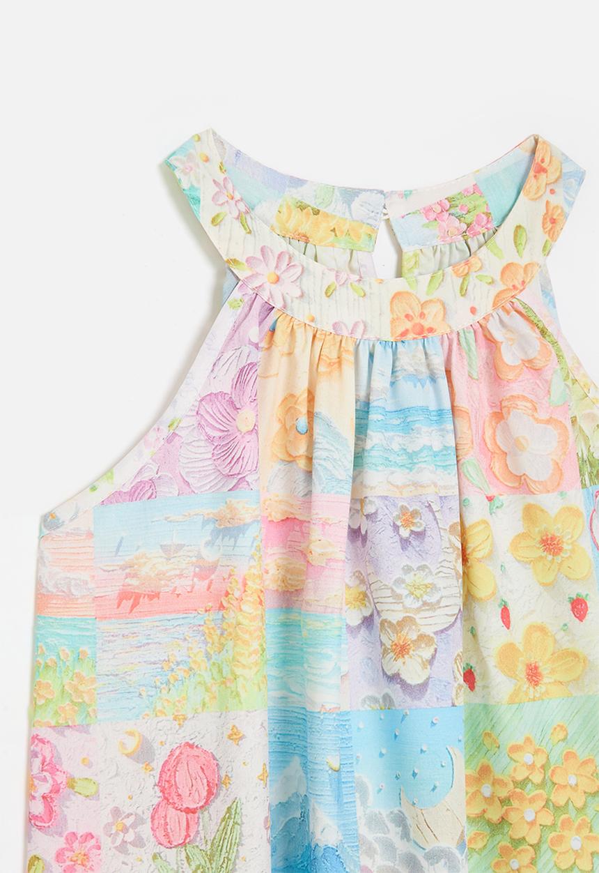 Pop Candy - Patchwork printed cutaway dress - multi 