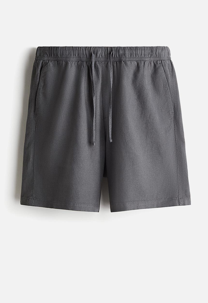 H&M - Relaxed fit linen-blend shorts - dark grey
