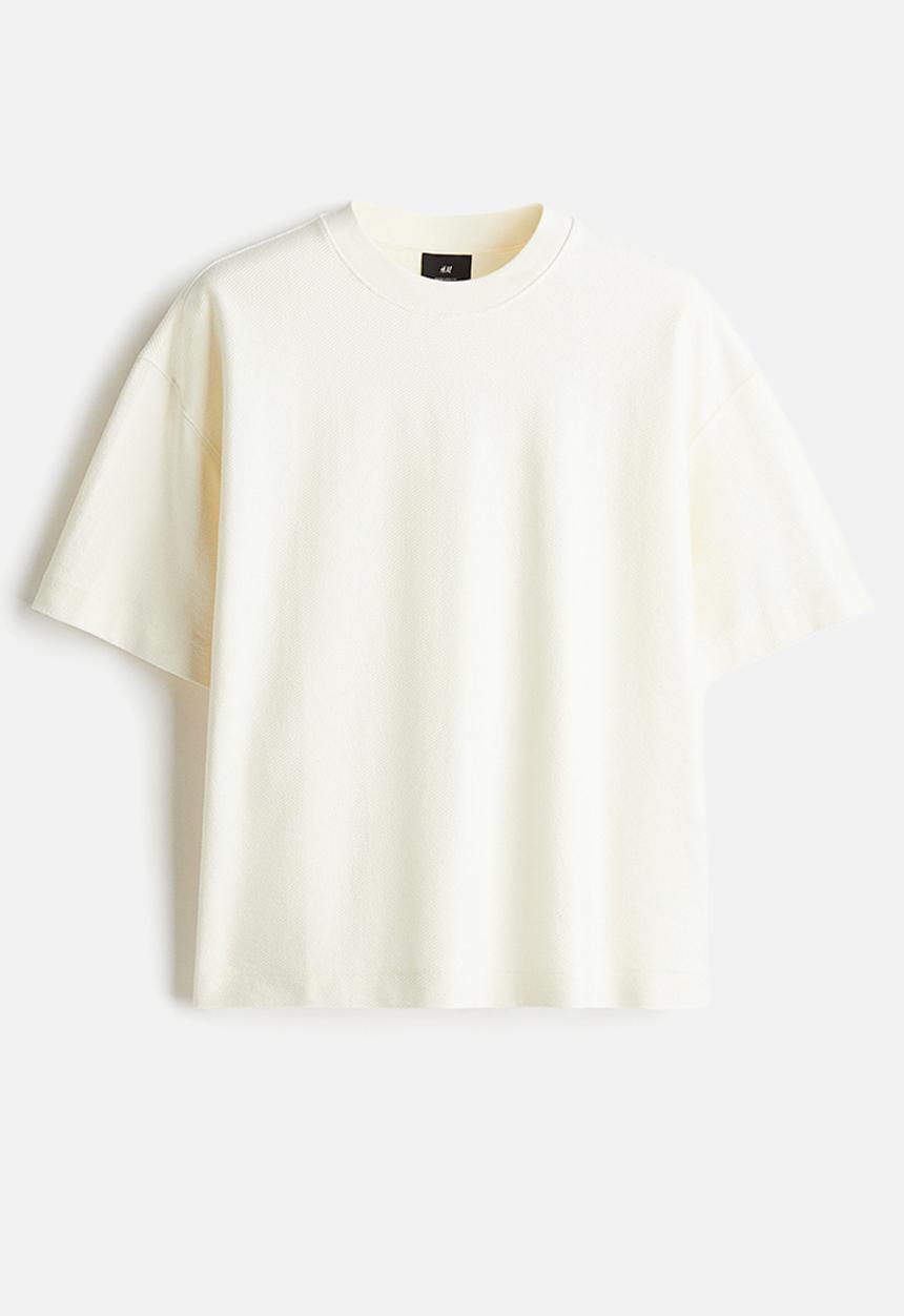 H&M - Oversized fit t-shirt - cream 