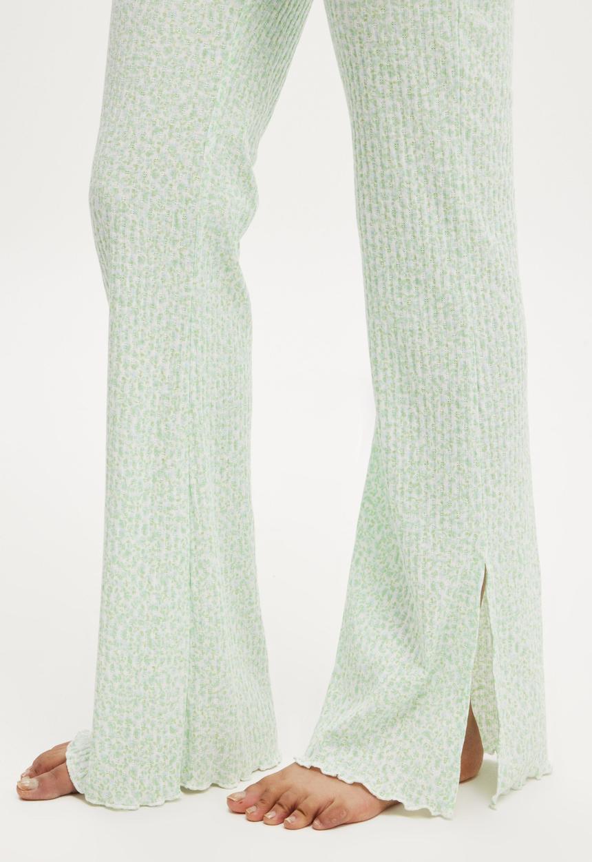 Cotton On - Waffle Pointelle Flare - Damari Ditsy Spring Green