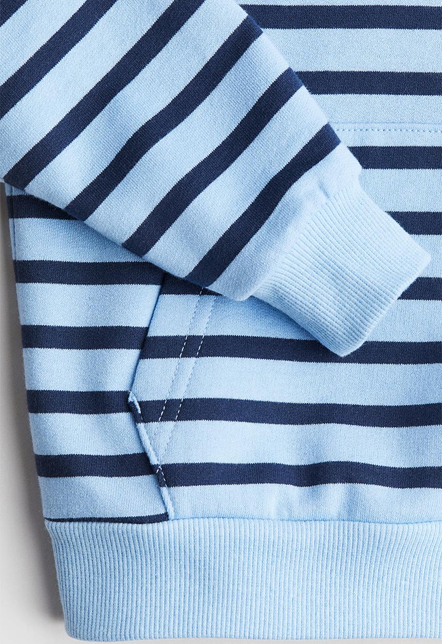 H&M - Brushed-inside hoodie - blue/striped 