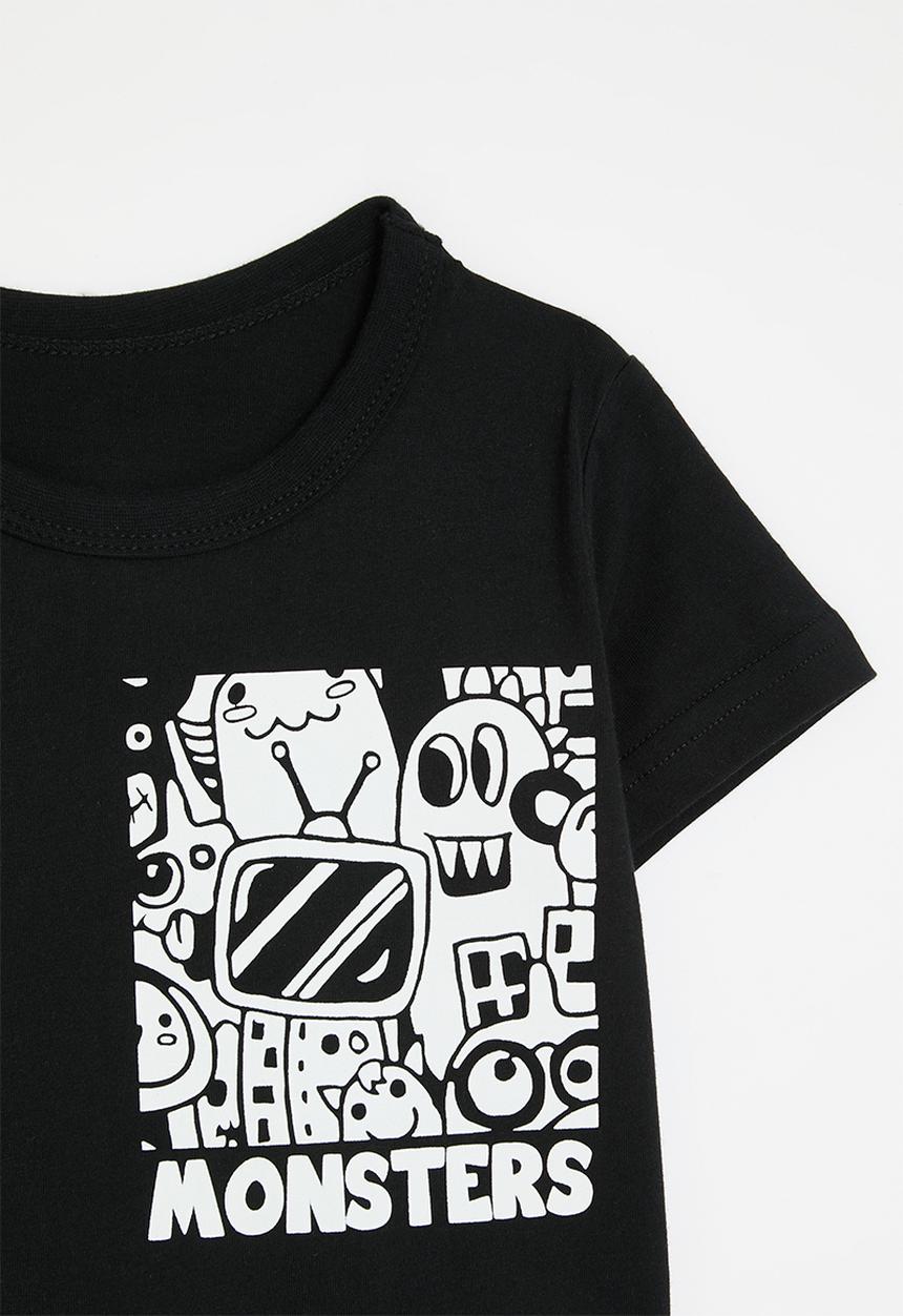 Pop Candy - Placement print tee - black/monsters