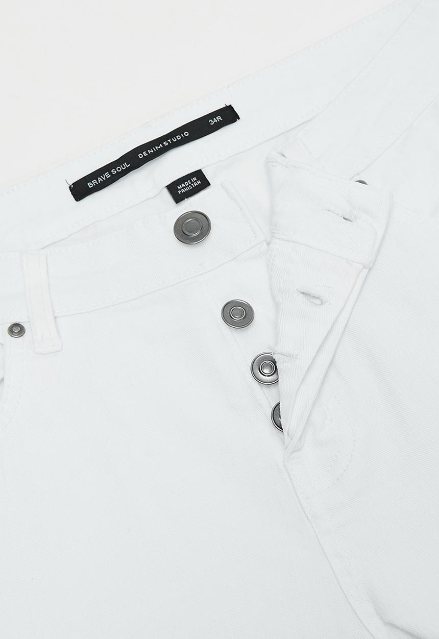 Brave Soul - Denim Biker Jean - white