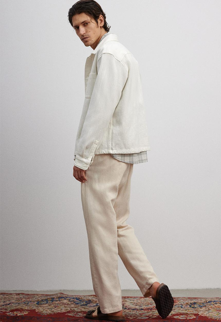 H&M - Regular fit textured overshirt - cream 