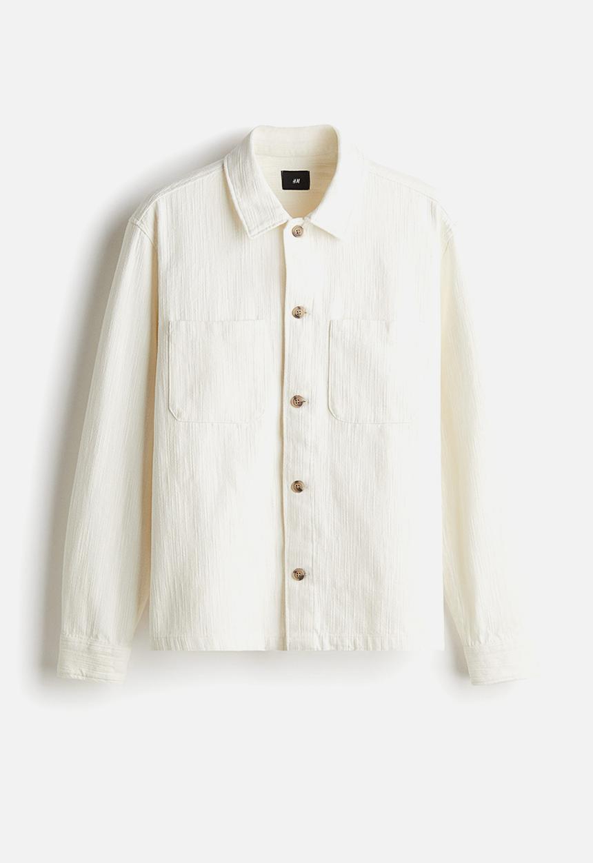 H&M - Regular fit textured overshirt - cream 