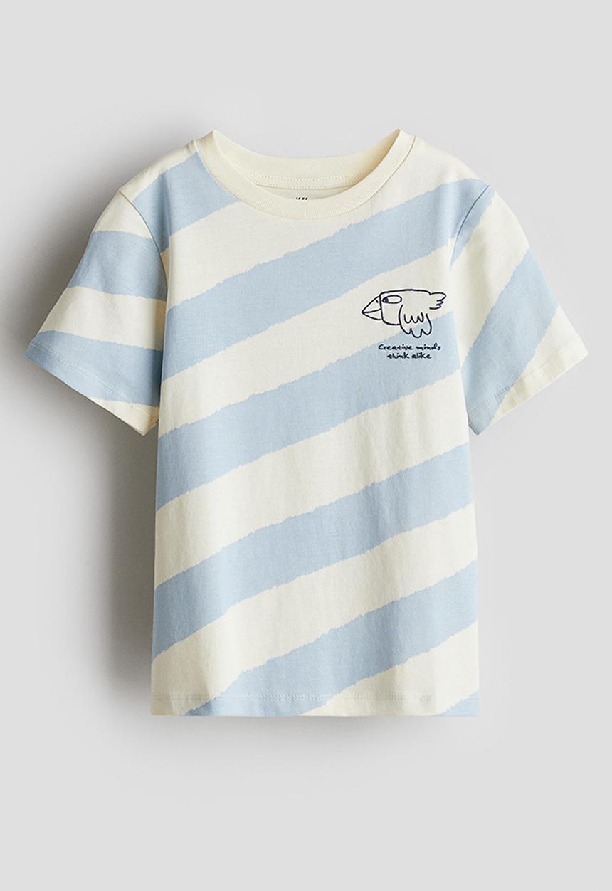 H&M - Printed T-shirt - light blue/striped 