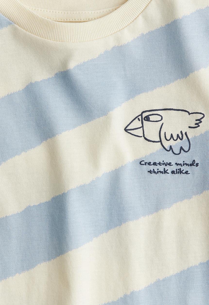 H&M - Printed T-shirt - light blue/striped 