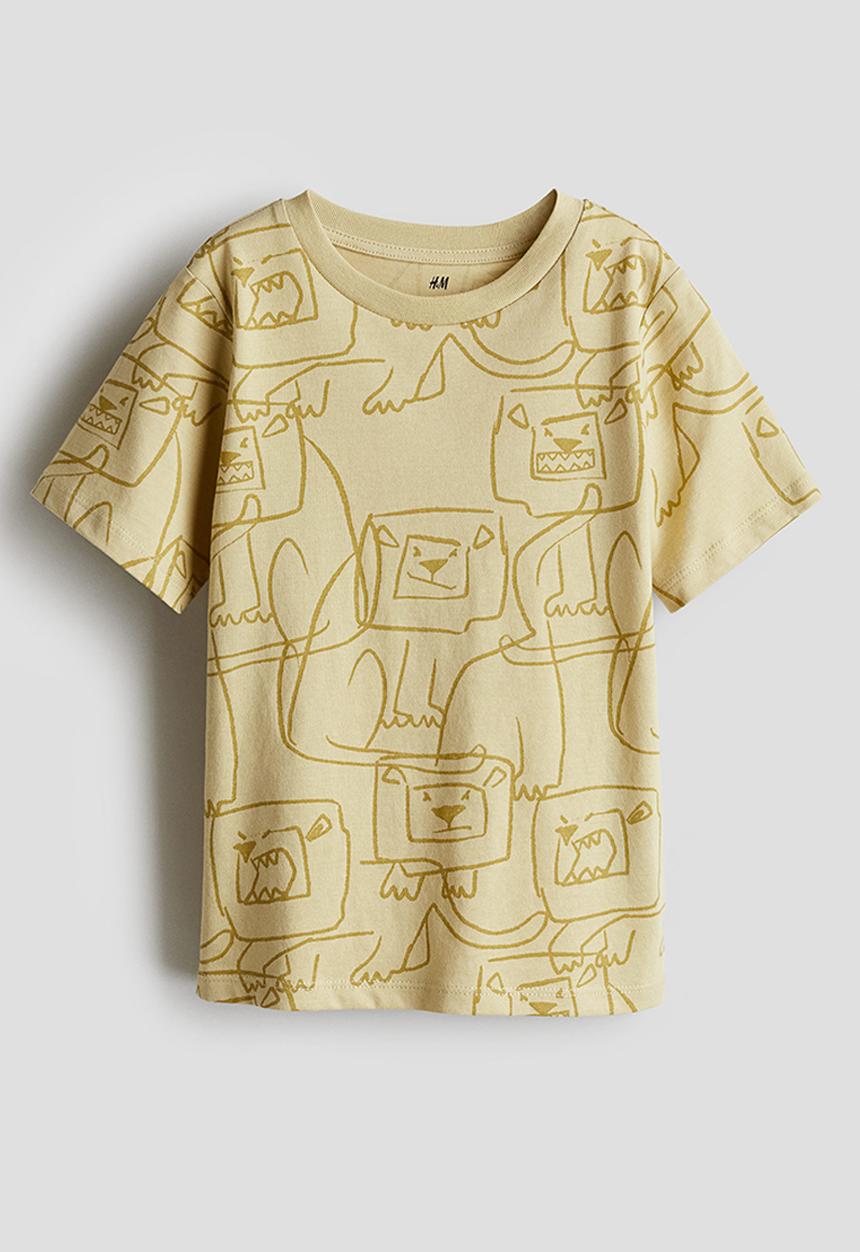 H&M - Printed T-shirt - dusty yellow/lions