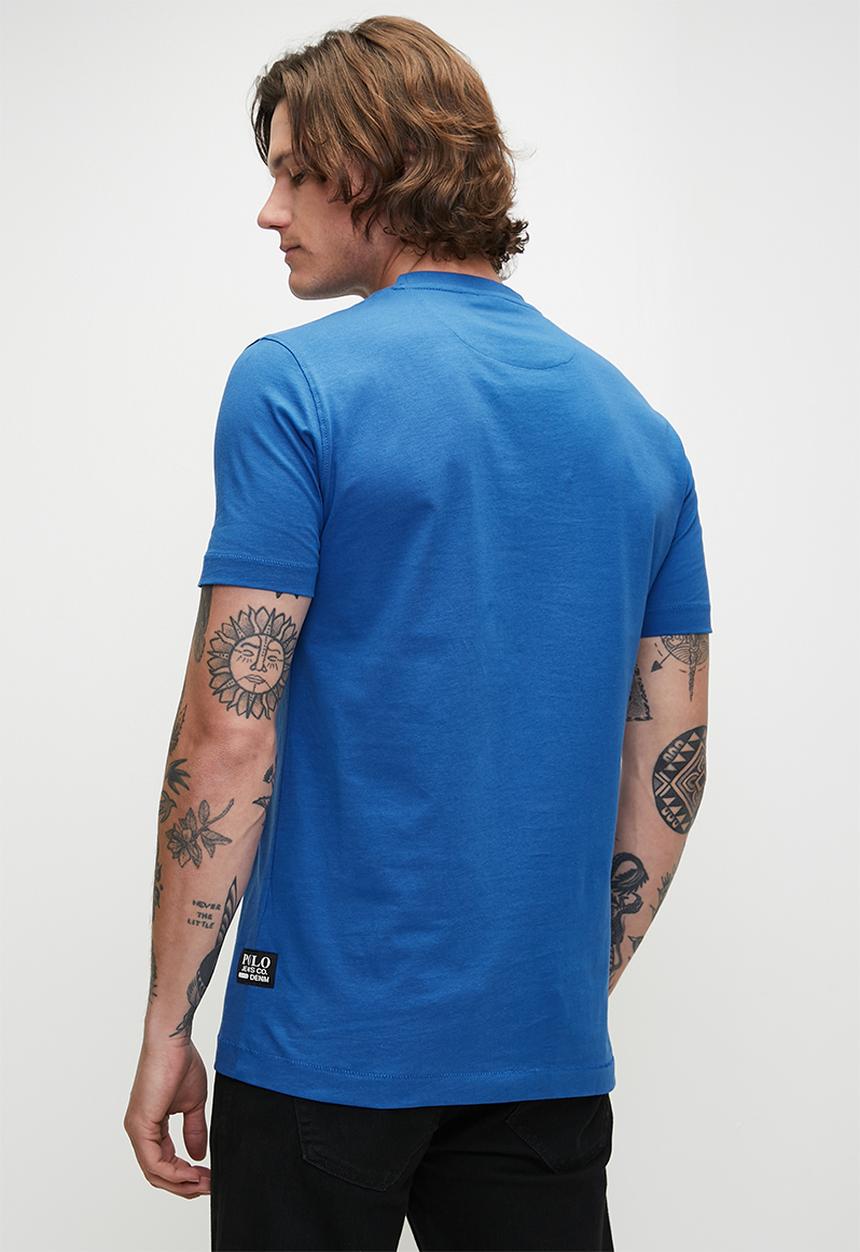 POLO - Lucky pjc short sleeve cursive logo - blue