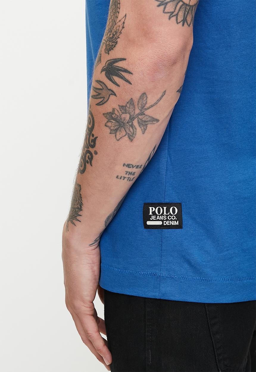 POLO - Lucky pjc short sleeve cursive logo - blue
