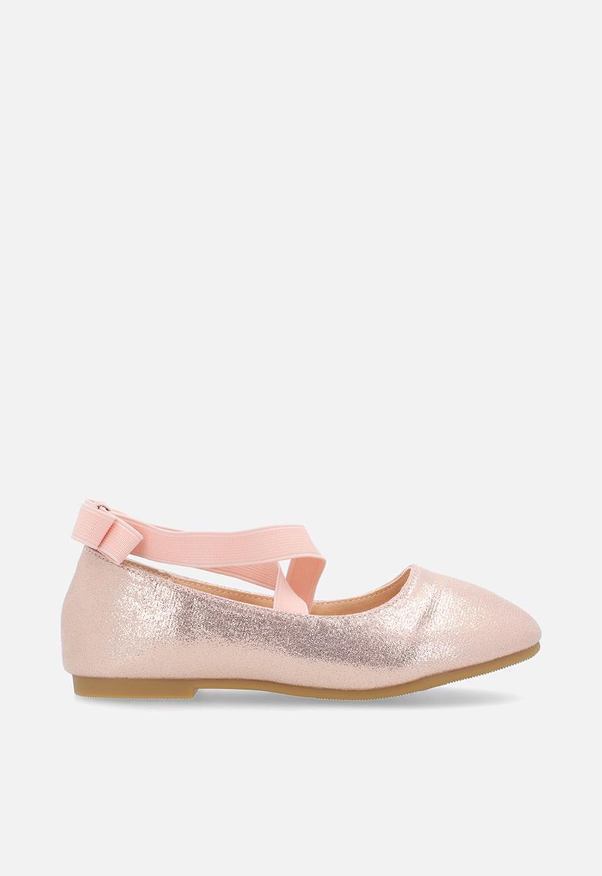 Pop Candy - Elastic lace ballet-inspired pumps - pink shimmer