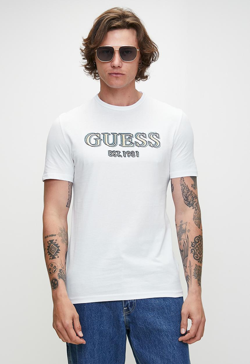 GUESS - Short sleeve Cn Guess Logo Tee - Pure White