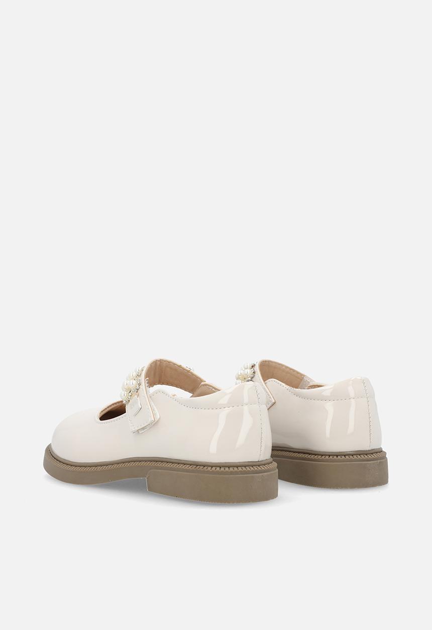 Pop Candy - Platform Mary Janes with bead applique strap - beige