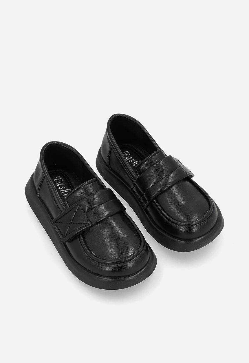 Pop Candy - Thick sole loafers with adjustable fastener - black