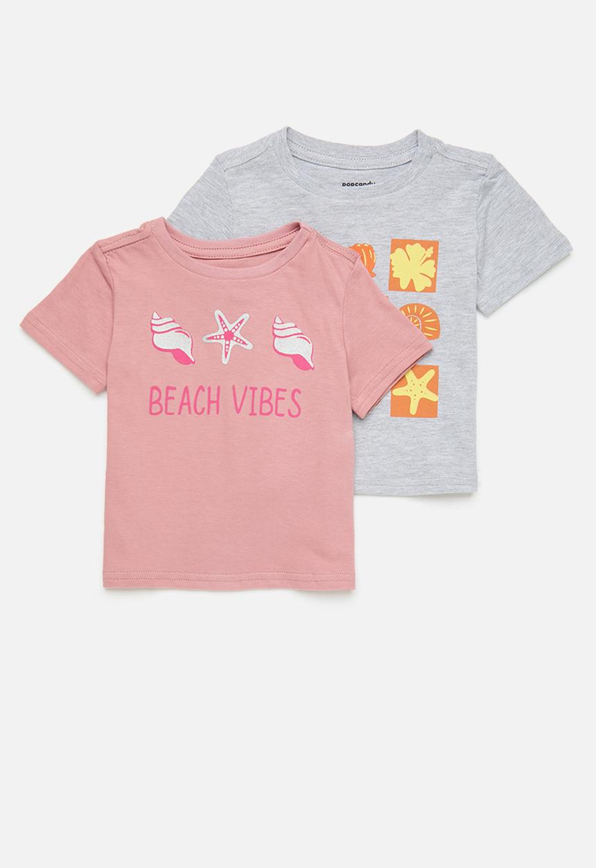 Pop Candy - 2 Pack tee - dusty pink/grey