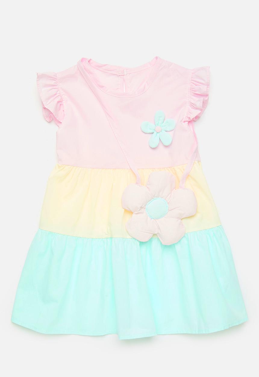 Pop Candy - Colour block dress with bag - multi