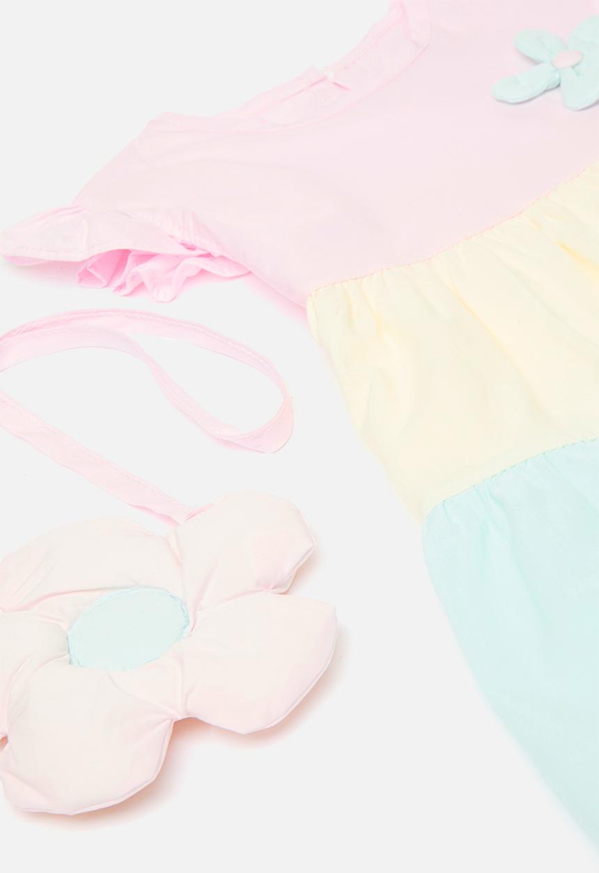 Pop Candy - Colour block dress with bag - multi