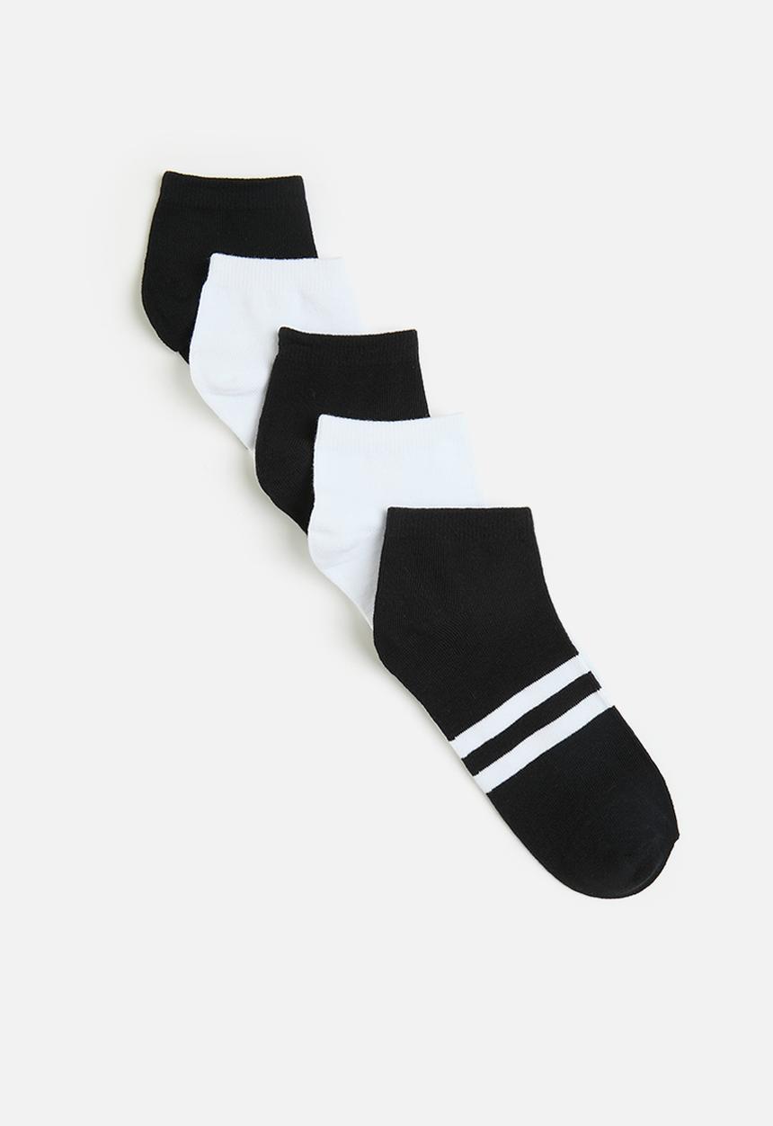 Brave Soul - 5Pk Sports Socks - X3Black/White X2White/Grey
