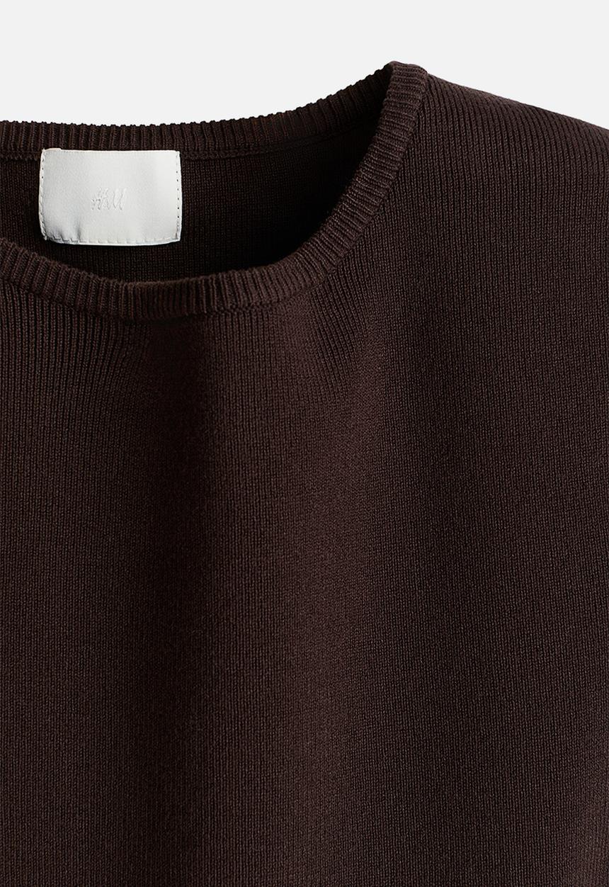 H&M - Fine-knit T-shirt - dark brown 
