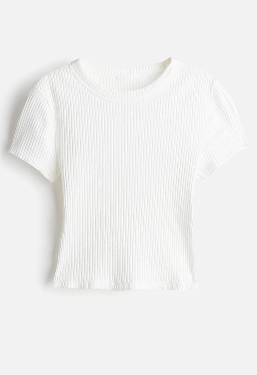 H&M - Ribbed t-shirt - cream