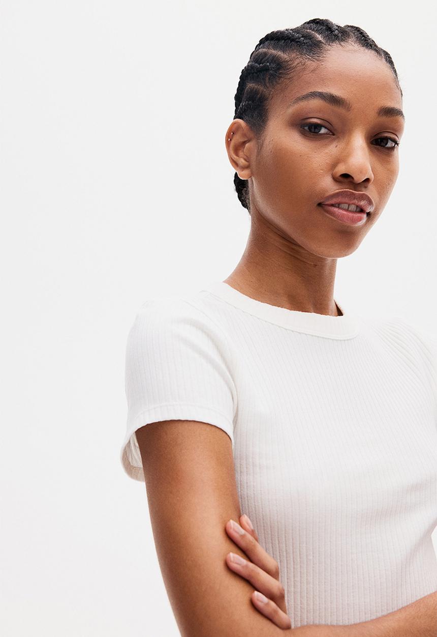 H&M - Ribbed t-shirt - cream