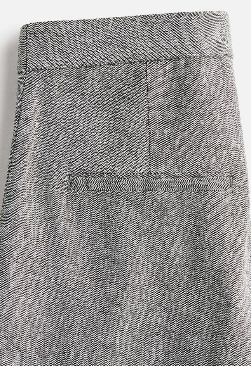 H&M - Wide linen-blend trousers - grey marl
