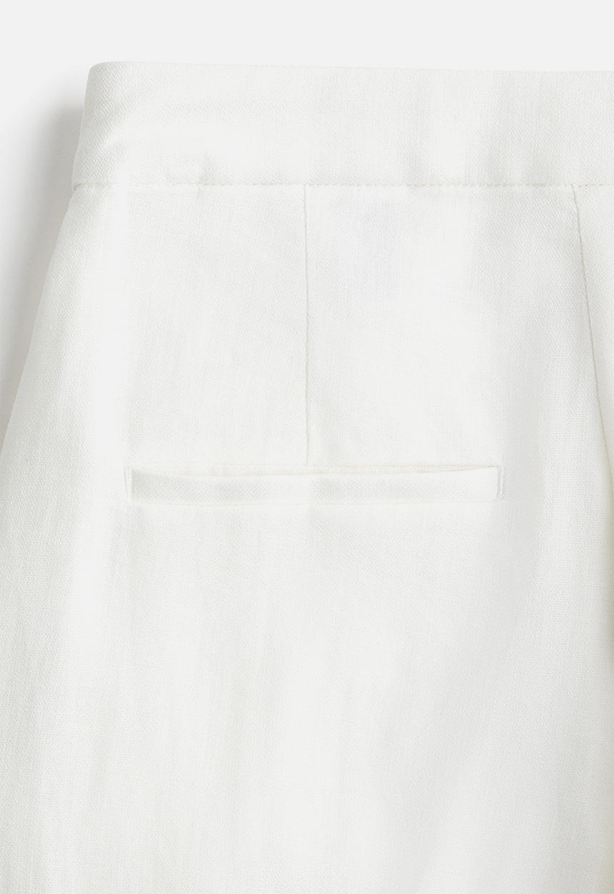H&M - Wide linen-blend trousers - white