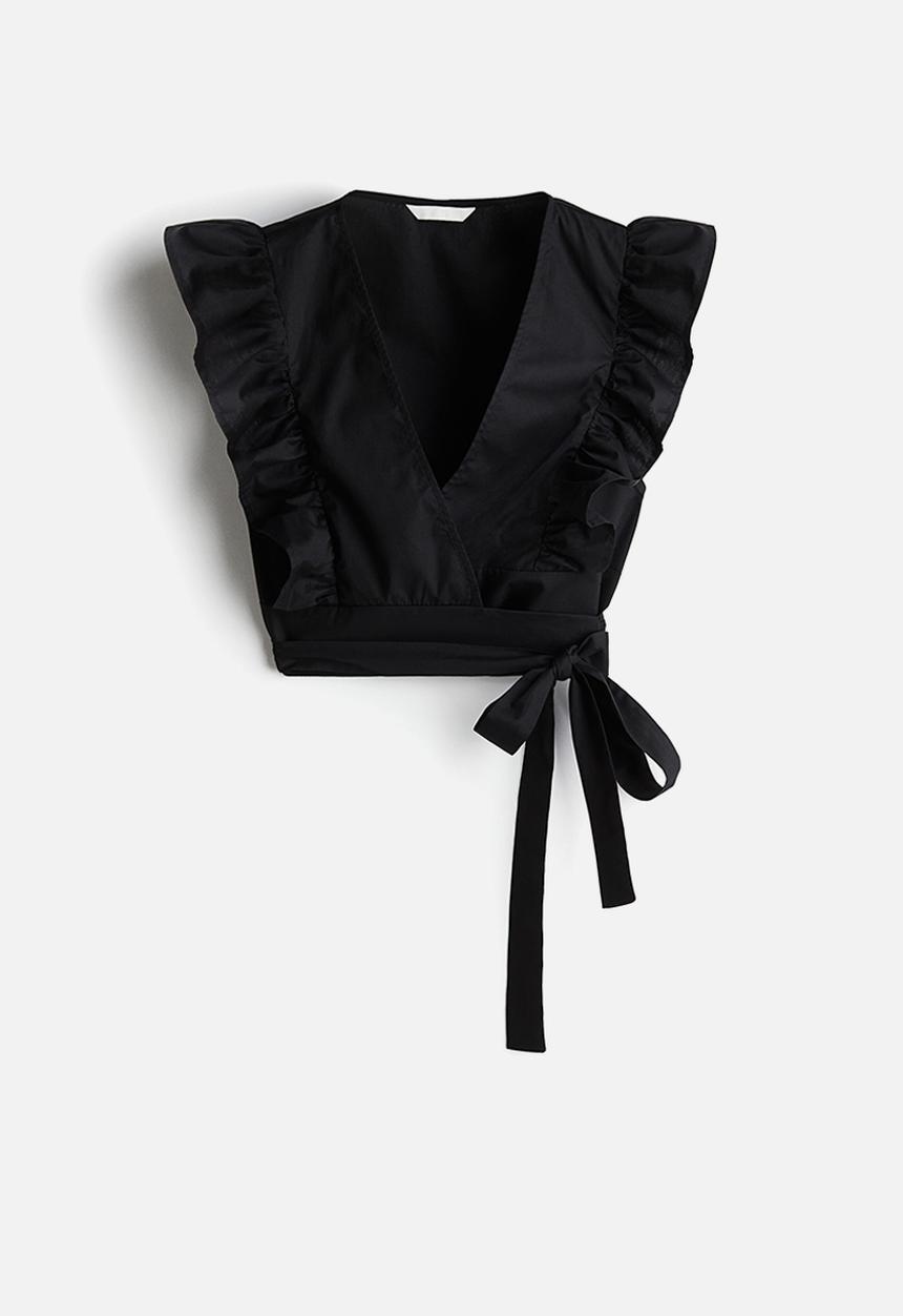 H&M - Cropped wrap top - black