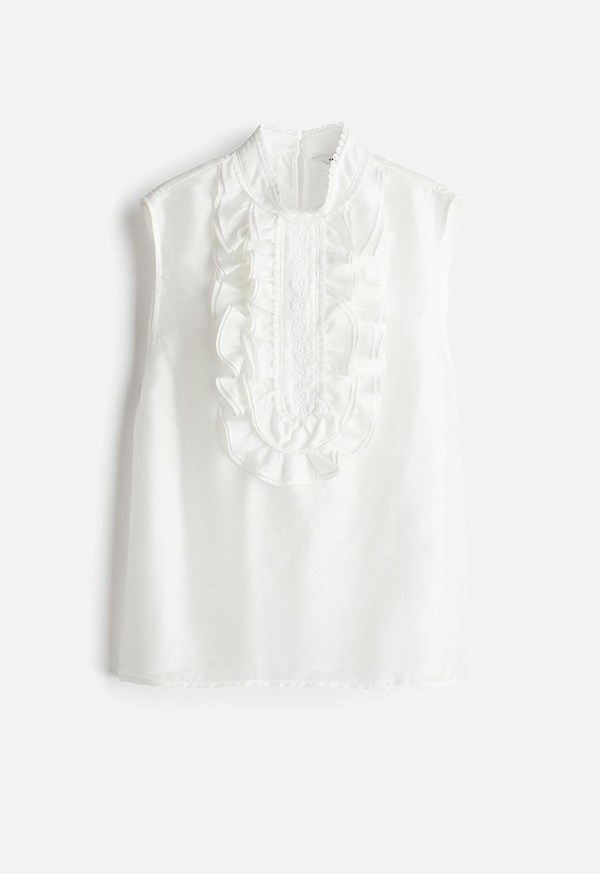 H&M - Ruffled blouse - white
