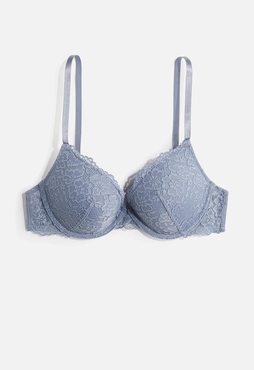 H&M - Lace push-up bra - dusty blue