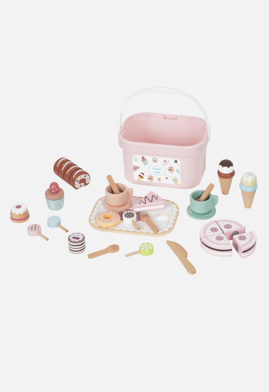 Greenbean Learning - TookyToy Wooden Tea Party Set Portable Storage Box 34 Pieces - multi