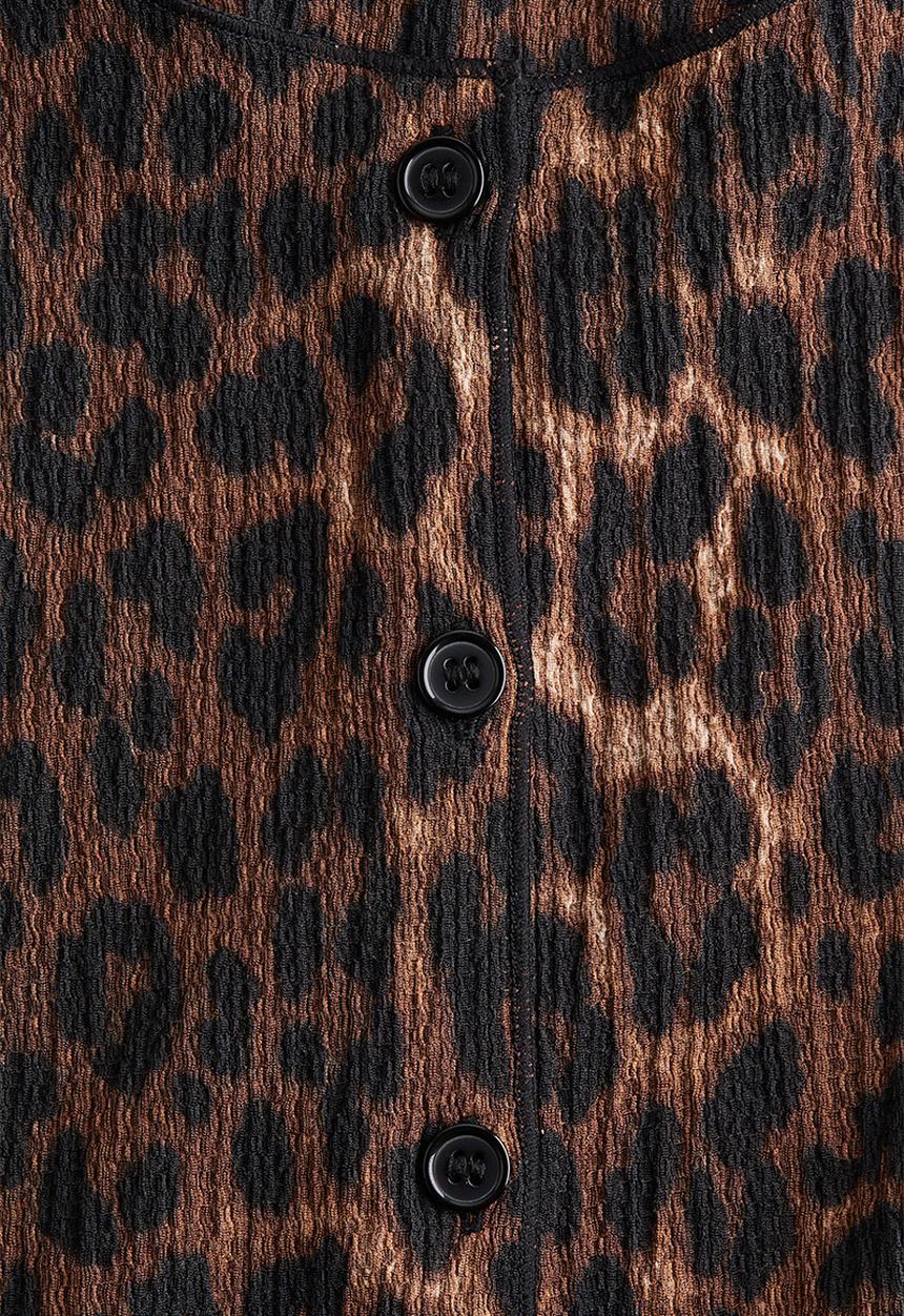 H&M - Textured jersey waistcoat - dark brown leopard print