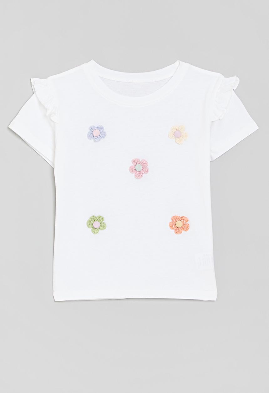 Pop Candy - Floral applique tee - white
