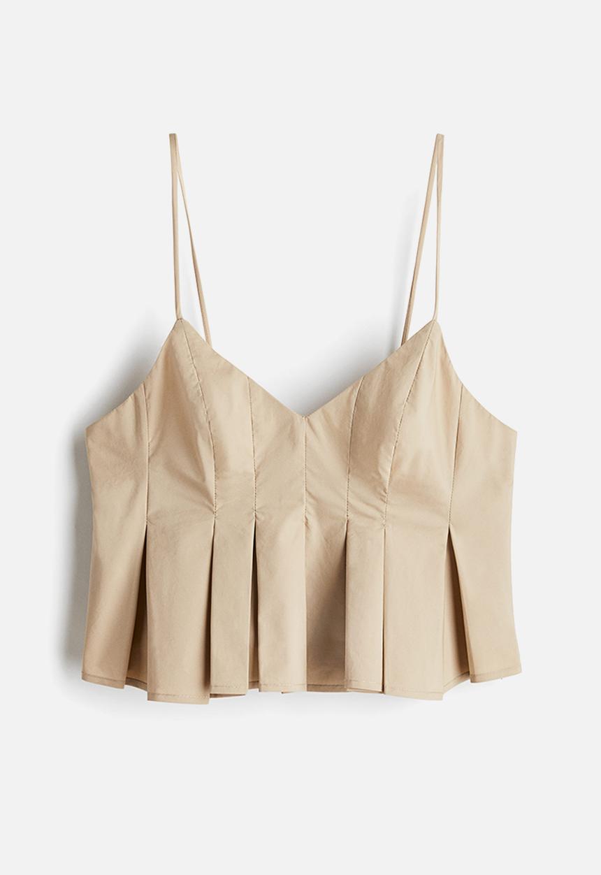 H&M - Pleated strappy top - beige