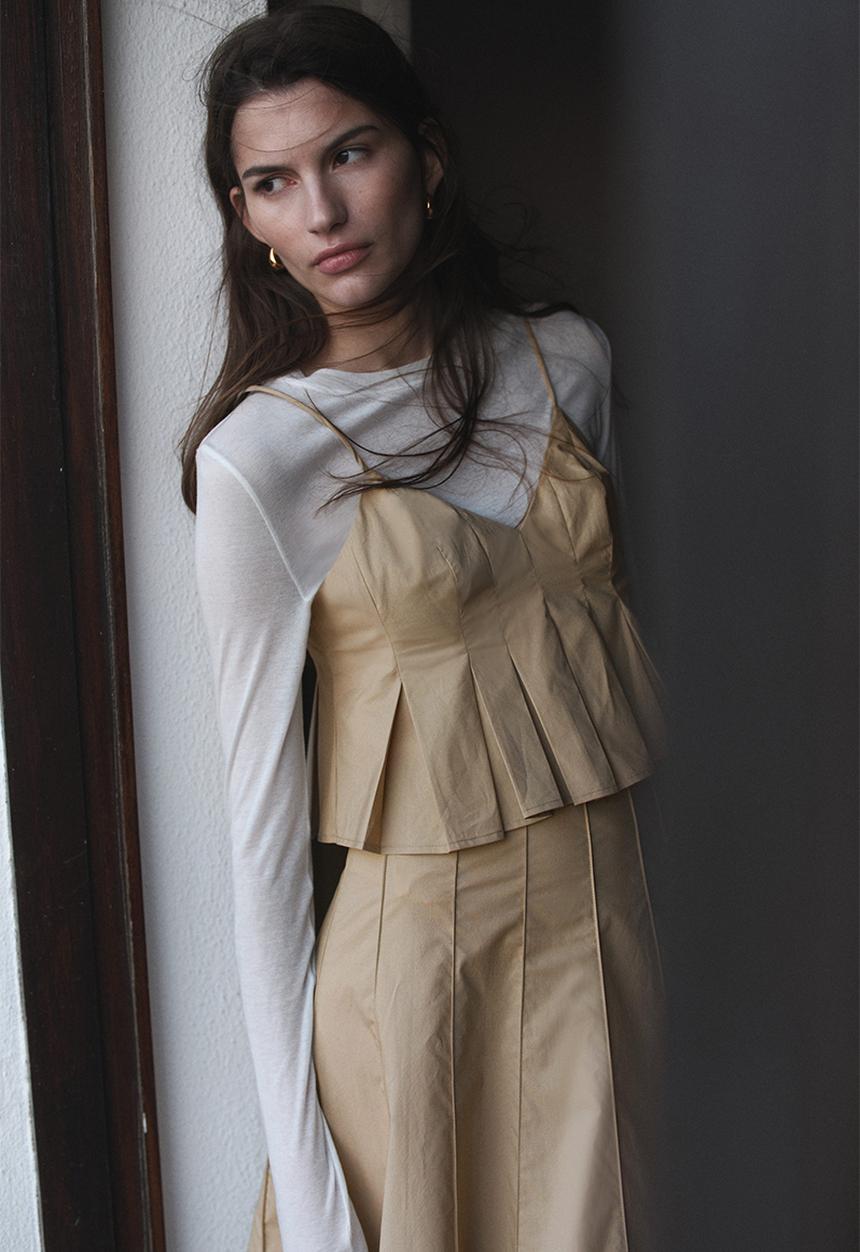 H&M - Pleated strappy top - beige